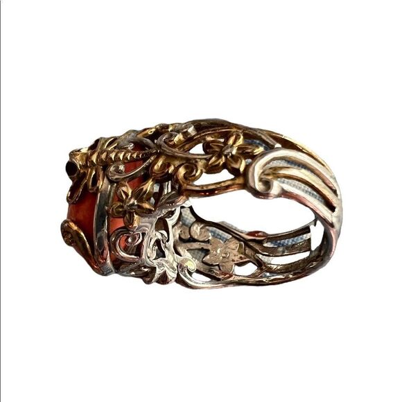Coral Filagree Ring With Chrome Diopside Accent 6 - Picture 5 of 5